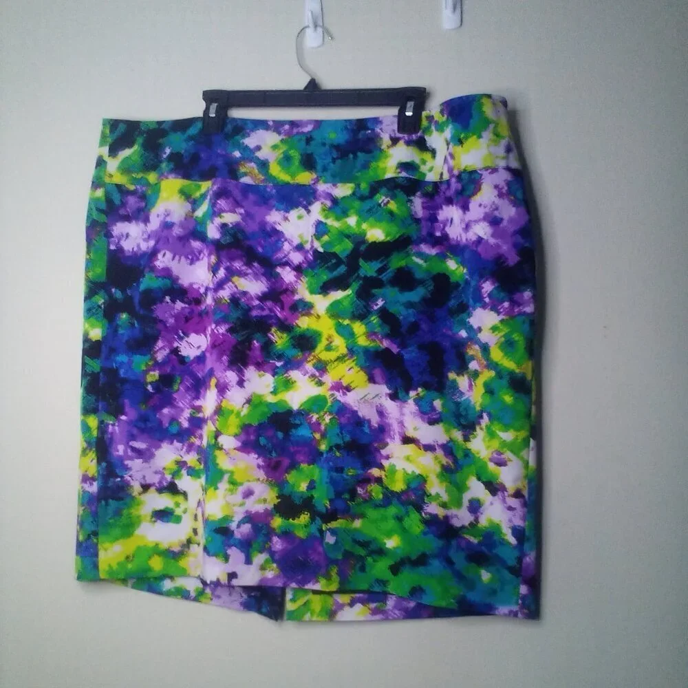 Lane Bryant Skirt 24 Women Straight Pencil Knee Length Pattern Colorful